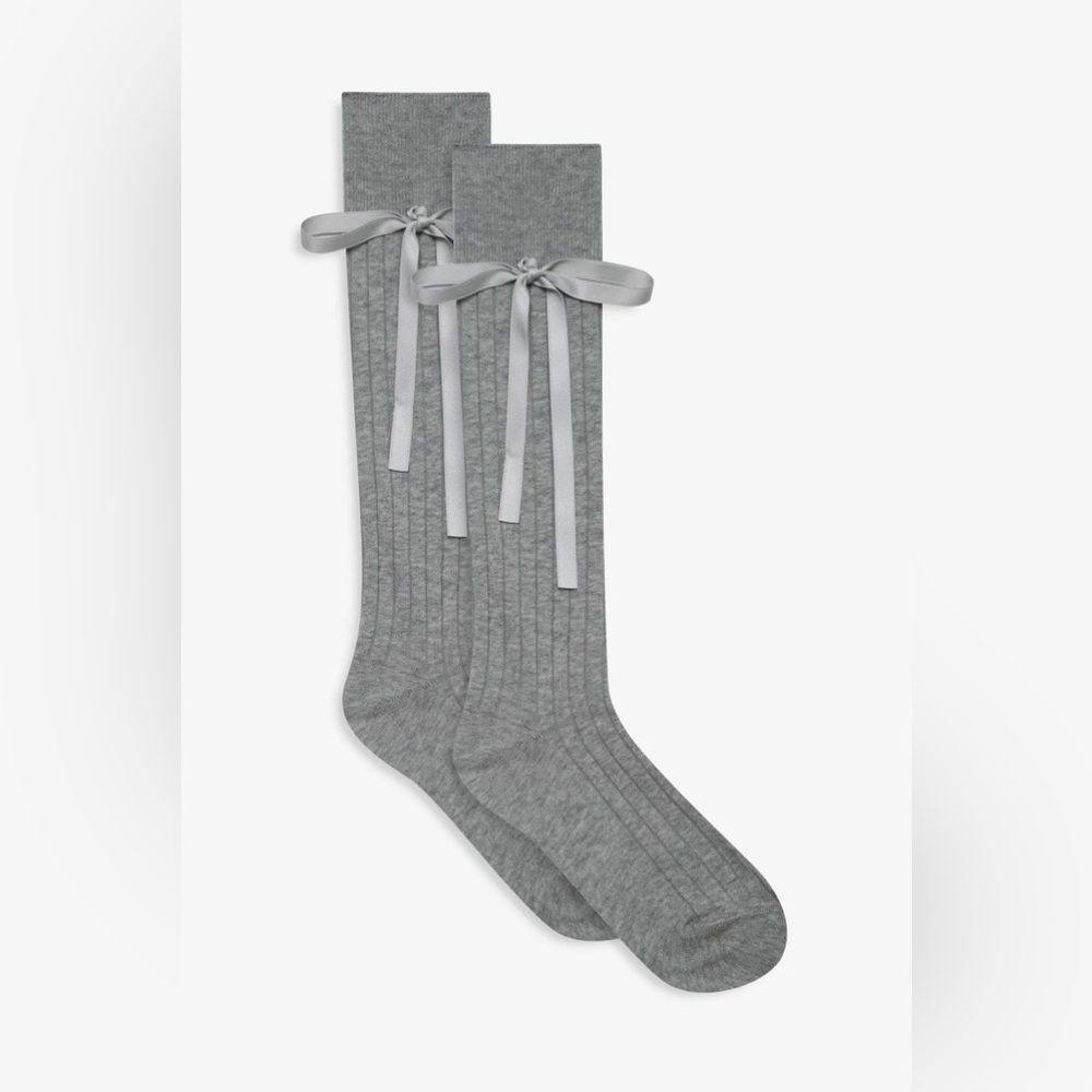 For Love And Lemons Gray Knee-High Socks with Bows